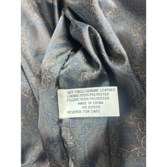 Mens Black Leather Jacket XL Genuine Leather Outer Polyester Lining Elastic Hem - Picture 6 of 15